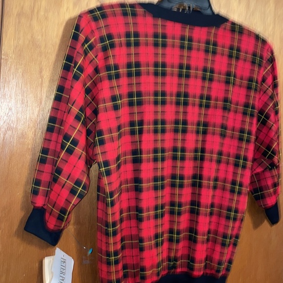 •PETER POPOVITCH•NWT VINTAGE BUFFALO PLAID GOLD BUTTON 3/4 SLEEVE BLOUSE SMALL - Picture 6 of 10